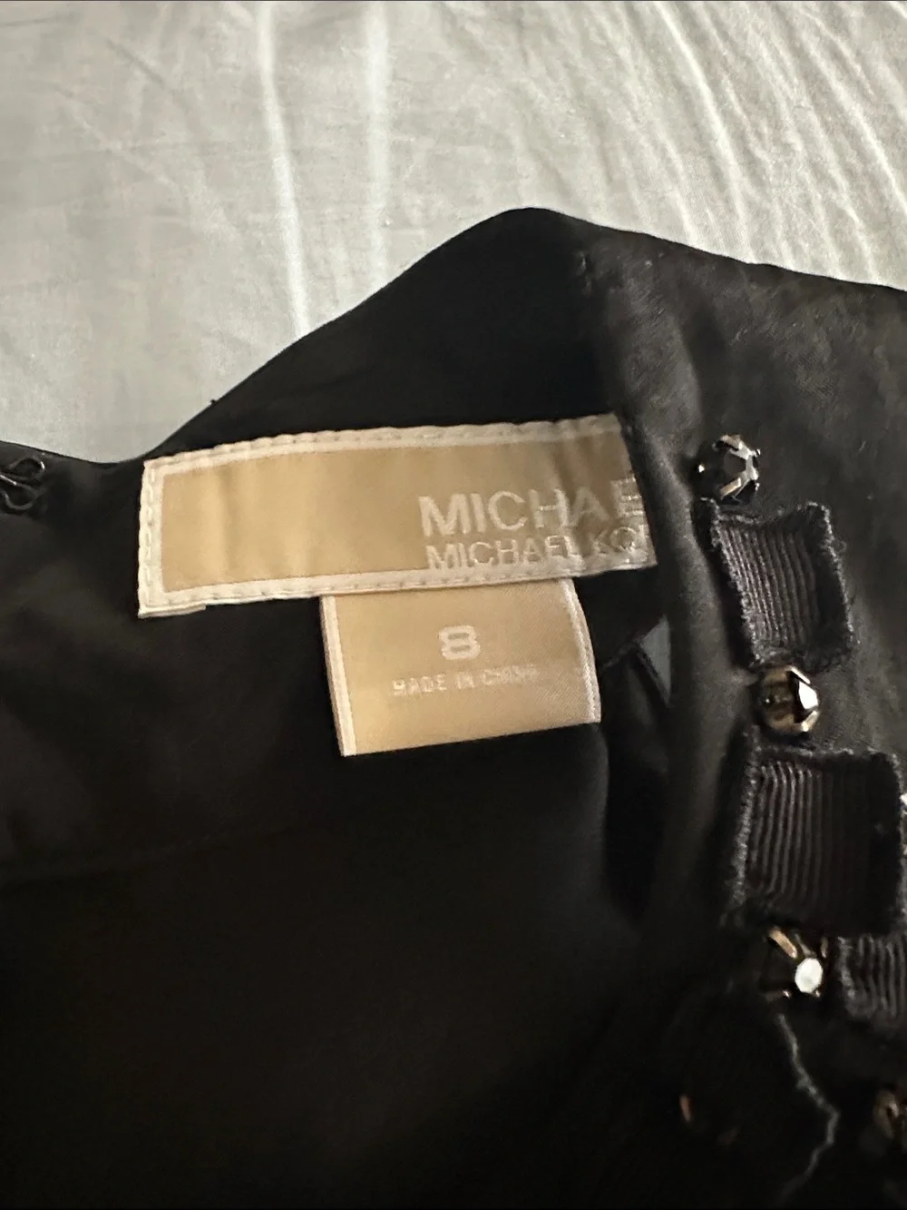 Michael Kors Black Beaded Collar sleeveless top